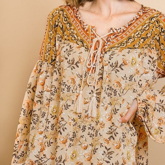 Boho Mixed Floral Cottagecore Lace Up Dress S M L - Picture 6 of 8